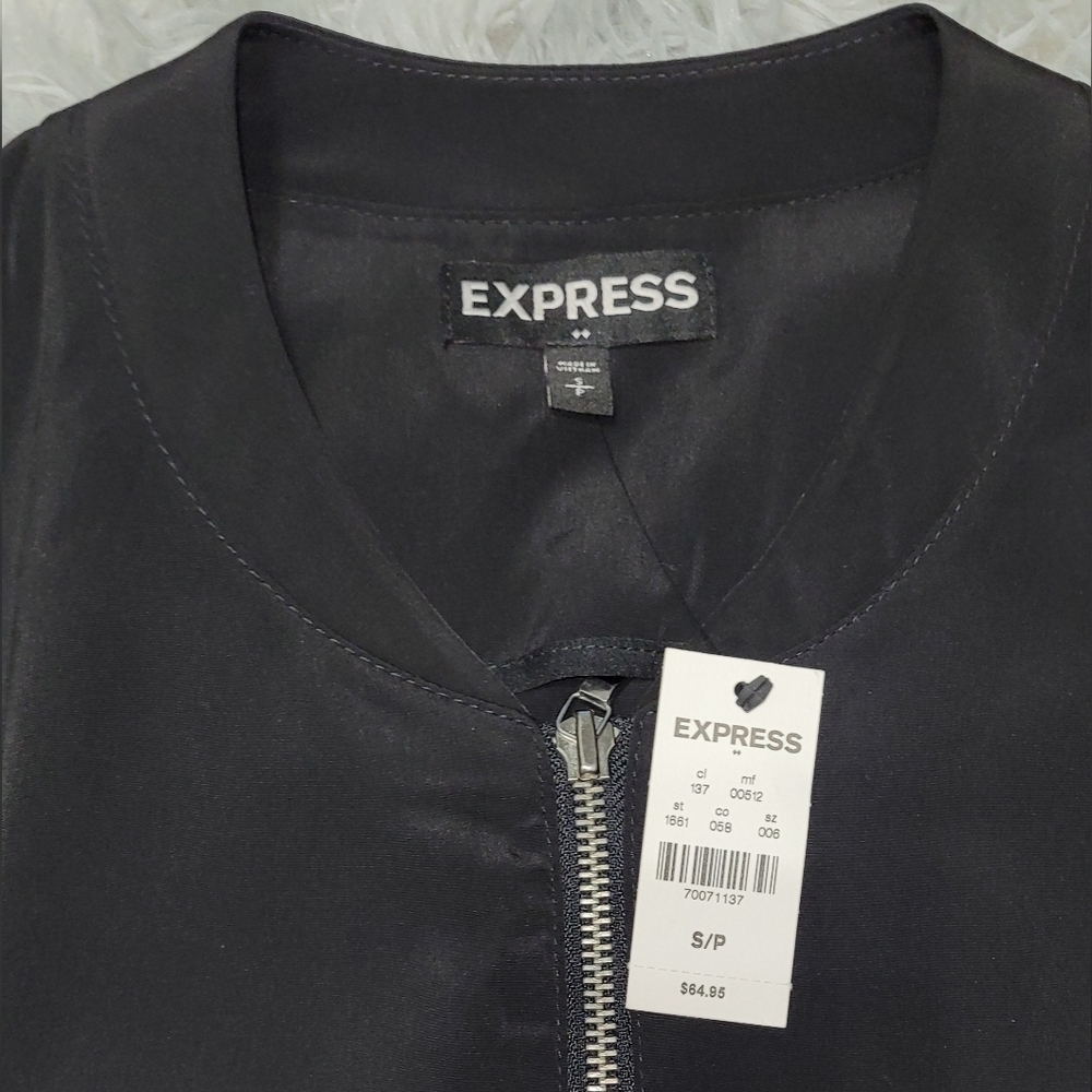 Express Black, Silky 2pc Lightweight Jogger Set w/Jacket & Pants, Size S - Picture 8 of 9